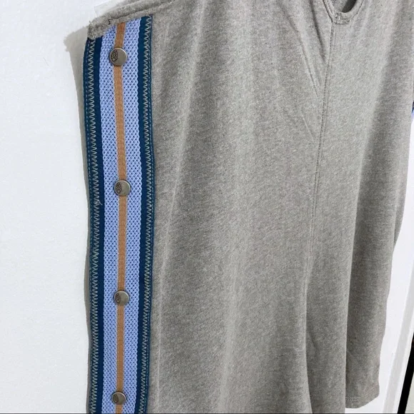SOLD Free People Movement Gray Romper Varsity Side Snap Stripe Panel Size M NWOT - Picture 2 of 7
